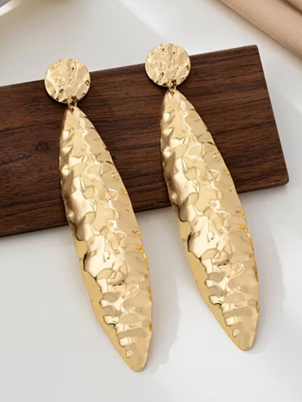 14K Gold Womens 4.5" Long Hanging Drop Dangle Earrings 14 K Silver Tall Jewelry